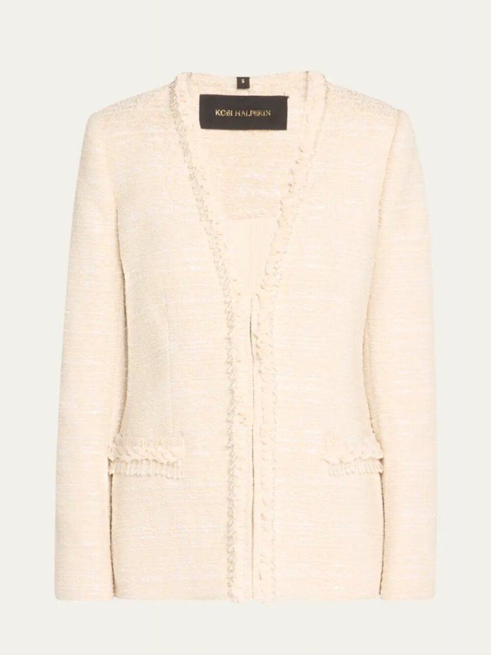 Kobi Halperin Cream Tweed Beaded Jilly Jacket Sz L